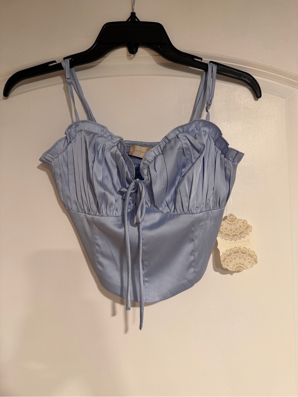 Altar'd State Light Blue Satin Bustier Top